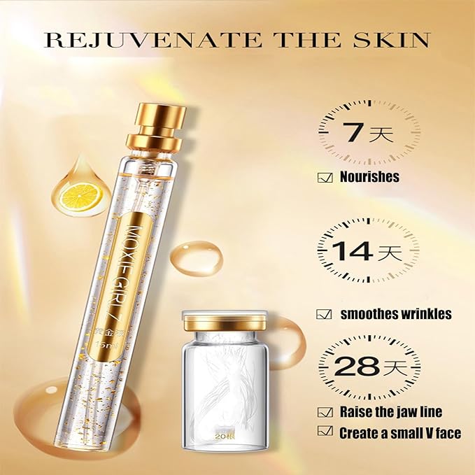 Soluble Protein Thread Lifting Set, Nano Gold Essence & Absorbable Collagen Silk Peptide Threads for Face, Hydrating & Firming Skin Care Kit, Reduces Appearance of Fine Lines Wrinkles