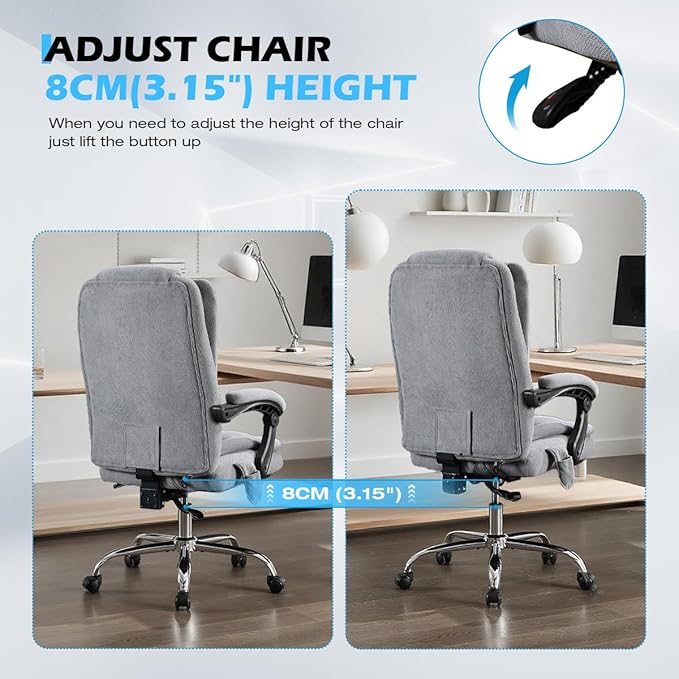Massage Office Chair with Foot Rest,6 Points Vibration and Heat Ergonomic Executive Desk Chair for Heavy People,500lbs Big and Tall Office Chairs with Reclining High Back for Home Office