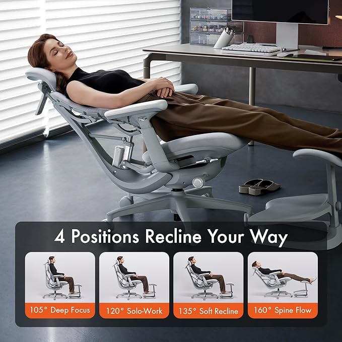 LiberNovo Dynamic Ergonomic Office Chair - Comfy Adjustable Desk Chair with Adaptive Lumbar Support, 160° Recline & Built-in Spine Stretch for Back Comfort, Home Office Long Hours Use, Green+45cm