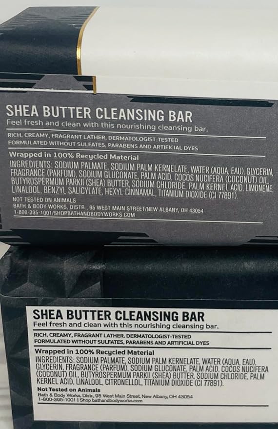 Bath and Body Works Men's Vanilla Noir and Gingham Legend Shea Butter Cleansing Bar Soap 4.2 oz Each Set of 2