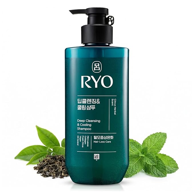 RYO Deep Cleansing Shampoo with Korean Ginseng & Caffeine - Cooling and Refreshing for Oily Scalp, Hair Loss Care, Anti-Dandruff, Sebum Control, 16 Fl Oz.