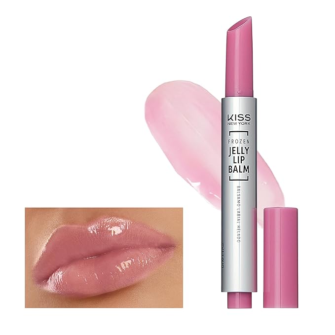 KISS NEW YORK Frozen Jelly Lip Balm Pen, High Shine Lip Gloss for Sheer Tint, Hydrating Melting Lipstick With Hyaluronic Acid, Cooling Effect With Menthol, Non-Sticky & Long Lasting (S.Trans Pink)