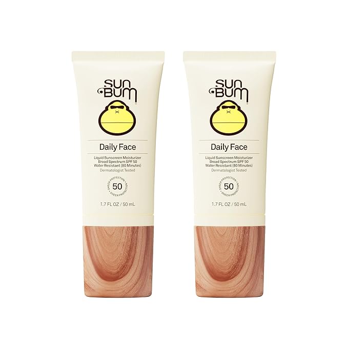 Sun Bum Daily SPF 50 Face Sunscreen Lotion - Broad Spectrum Moisturizing Facial Sunscreen with Vitamin E - Vegan and Hawaii 104 Act Compliant (Without Octinoxate & Oxybenzone) - 1.7 oz (Pack of 2)