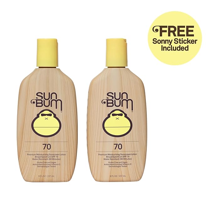 Sun Bum Original SPF 70 Sunscreen Lotion | Vegan and Reef Friendly (Octinoxate & Oxybenzone Free) Broad Spectrum Moisturizing UVA/UVB Sunscreen with Vitamin E | 8 oz (Pack of 2)