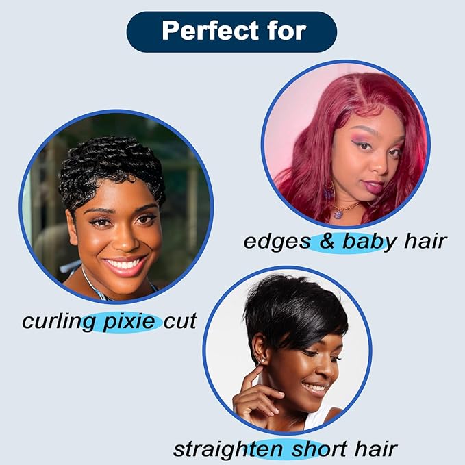3/10'' Small Pencil Flat Iron for Short Hair, Pixie Cut, Edges. 5s Ultra Fast Heat Up, 270℉-450℉ Adjustable Temperatures, Tourmaline Ceramic & Ionic Technology, Dual Voltage for Travel, Blue