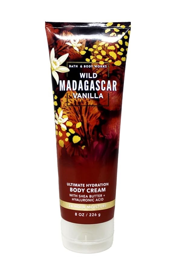 Bath & Body Works Wild Madagascar Vanilla 3 Pack Body Cream Bundle with a Cherry On Top Bar Soap - Full Size