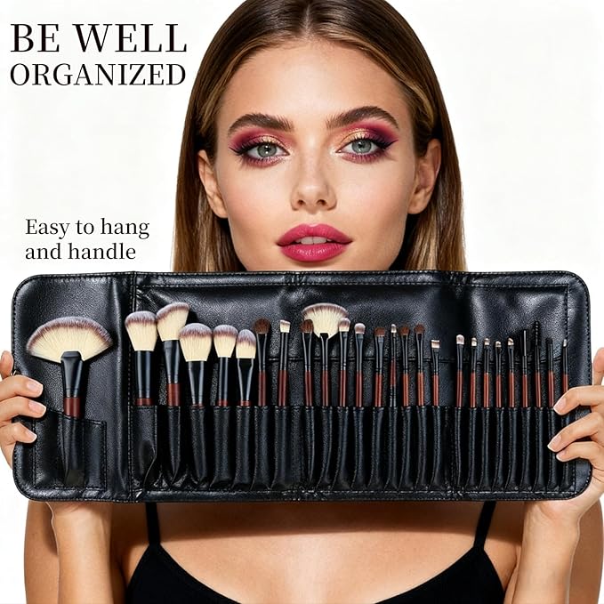 Makeup Brushes Set 26-Piece Makeup Brushes Premium Synthetic Foundation Powder Concealer Blush Eyeshadow Contour Professional Makeup Brush Set with 2 Brush Bags (Makeup brush set with bags)