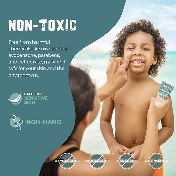 Kids Mineral Sunscreen SPF 45 – Reef Safe, Non-Toxic Sunscreen for Kids, Non-Greasy Zinc Oxide, Travel Size, Water Resistant, Face & Body