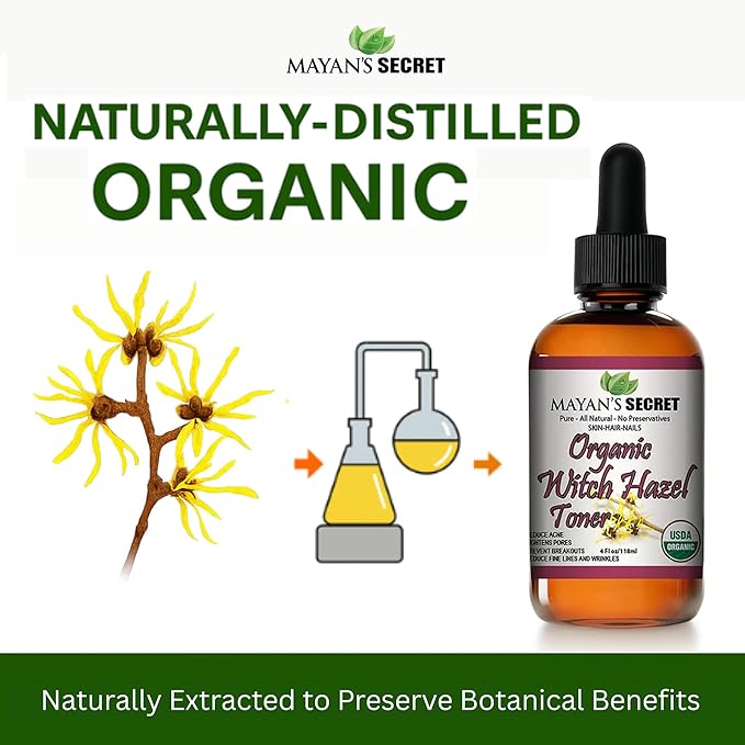 USDA Certified Organic Witch Hazel Toner by Mayan's Secret