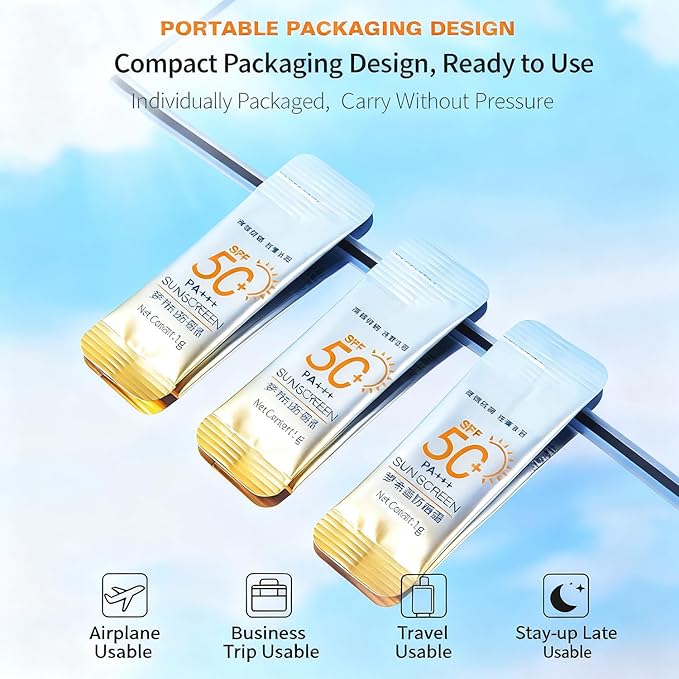 30PCS Travel-Size SPF 50+ PA++++ Mini Sunscreen – Lightweight, Non-Greasy, Water-Resistant Bulk Sunblock for Face & Body, Perfect Vacation Essentials & Party Favors