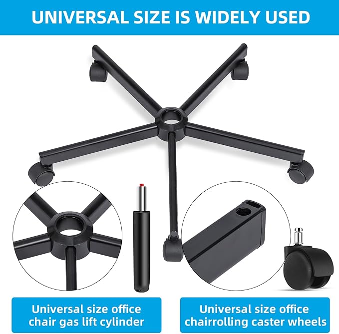 Criss Cross Home Office Swivel Chair Base – Durable, Steady and Easy Installation – Perfect for Criss Cross and Cross Legged Chairs with Replacement Casters (Black,Base+Wheel)