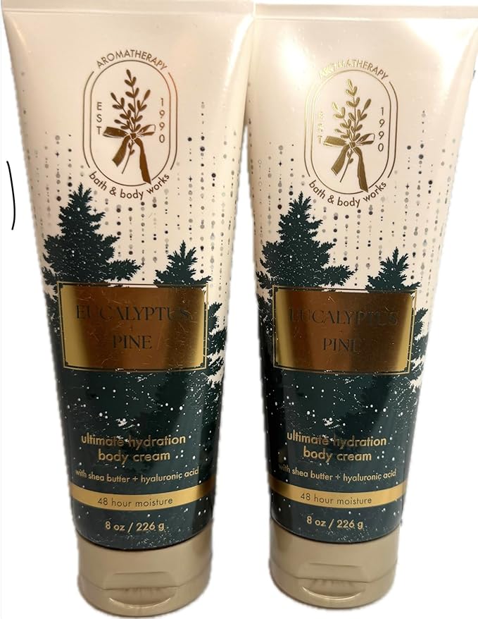 Bath & Body Works Unisex Eucalyptus Pine Ultimate Hydration Body Cream 8 Ounces Pack of 2