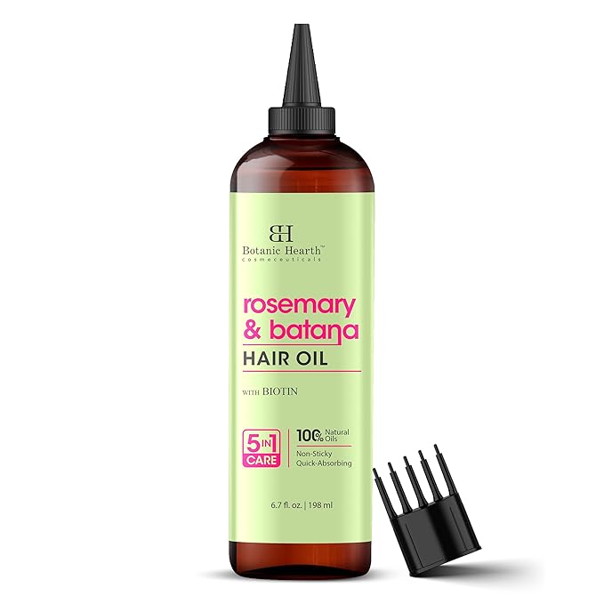 Botanic Hearth 100% Pure Rosemary Batana Oil For Hair Growth & Hair Treatment Oils 6.7 Fl Oz | Infused with coconut Oil | Hair Oil Repairs Dry Damaged Hair, Strengthening, Healthier | All Hair Types