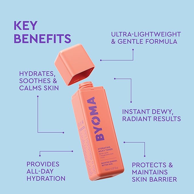 BYOMA Milky Toner & Phyto-Mucin Glow - Ultra-Hydrating Toner + Plumping Serum for Dewy, Glass-Like Complexion - Soothes, Primes & Supports Moisture Barrier - 5.07 fl oz + 1.35 fl oz