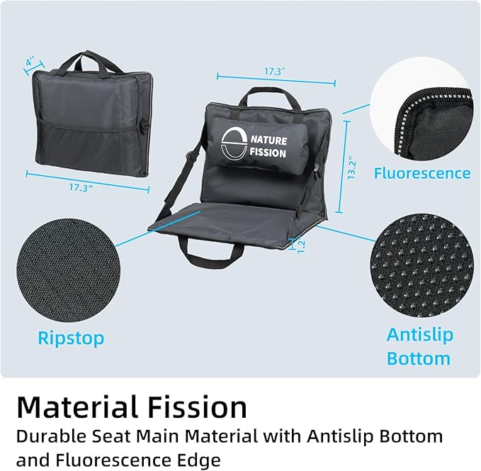 Stadium Seat with Back and Lumbar Support and Padded Cushion Foldable and Portable Perfect for Bleacher Chair in Sports Events and Camping Lawn Use