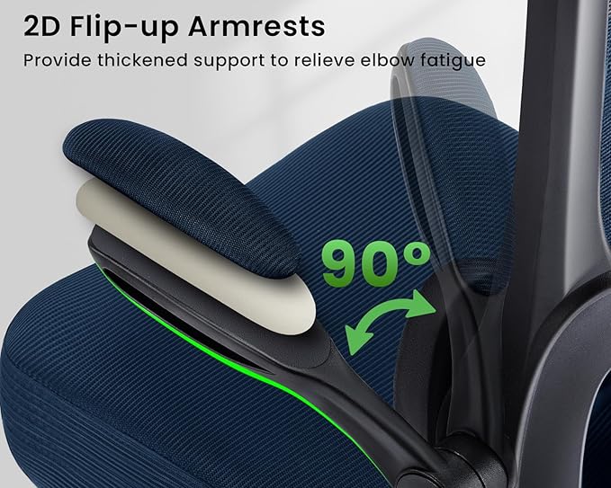 AreShark Office Chair Ergonomic Desk Chairs with Adjustable Lumbar Support, High Back Breathable Mesh Chair with Wheels& Flip-up Armrests,Rolling Swivel Comfy Task Computer Chair for Home Work Gaming