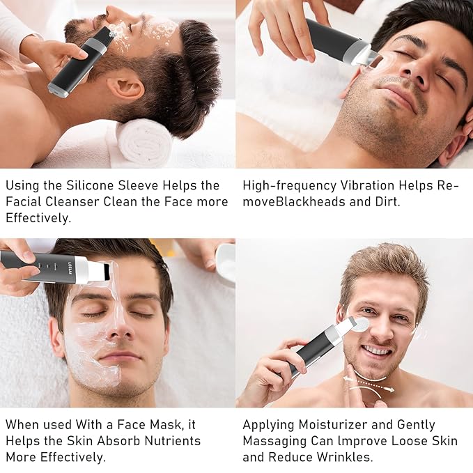 Skin Scrubber Face Spatula Skin Spatula Pore Cleaner Blackhead Remover Tools for Facial Deep Cleansing for Men,Durable Metal Body,3 Modes