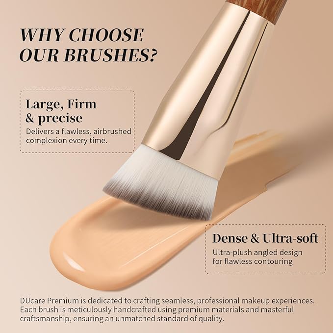 DUcare Angled Foundation Brush for Flawless Makeup Application Professional Liquid, Cream Powder Foundation Brush with Dense Bristles(Triangle)