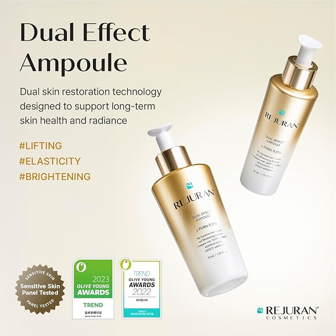 REJURAN® Dual Effect Ampoule, DOT DUAL c-PDRN® [Larger Size] - Salmon DNA Face Serum for Deep Rejuvenation, Wrinkle Care, Skin Elasticity with Visible Anti-Aging Results. Korean Skincare (1.69 fl oz)
