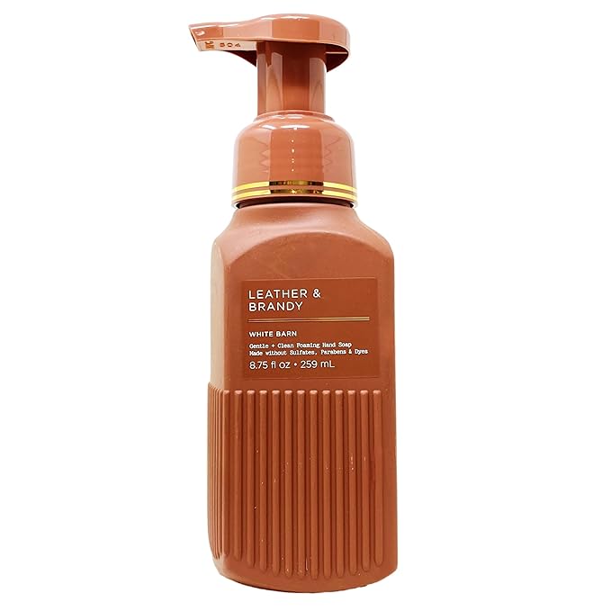 Bath & Body Works Leather & Brandy 2 Pack Gentle & Clean Foaming Hand Soap Bundle with a Natural Oats Bar Soap