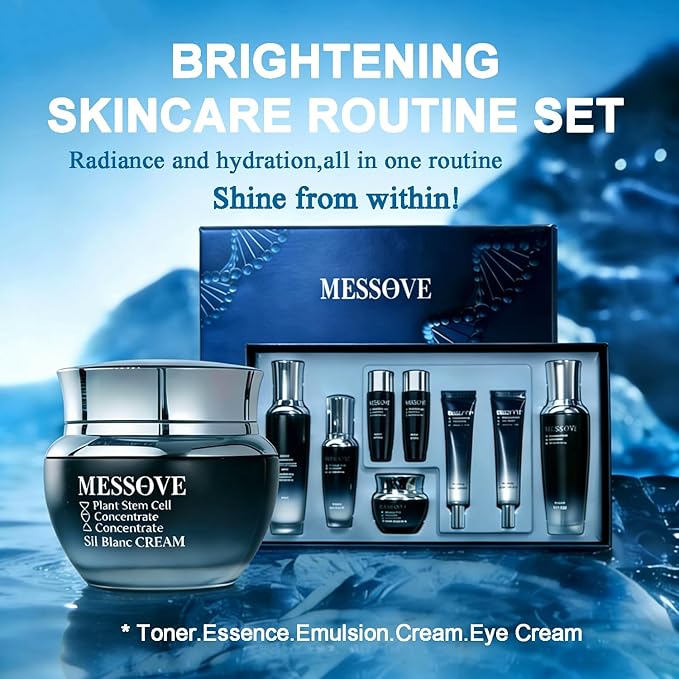 8-in-1 Anti-wrinkles Skincare Set - 1 Face Cream & 1 Toner & 1 Facial Cream & 1 Essence & 2 Eye Cream & 2 Travel sets-Niacinamide & Hyaluronic Acid-Korean Skincare