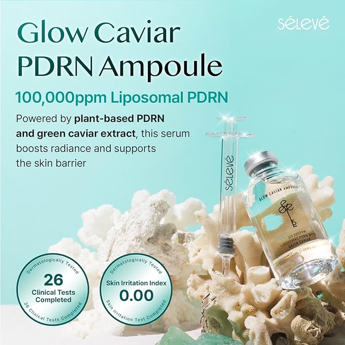 Glow Caviar Hydrating Prep & Serum Duo – Bubble Toner + Glow Ampoule with Green Caviar PDRN, Niacinamide & Ferulic Acid – Korean Skincare for Sensitive & Dry Skin