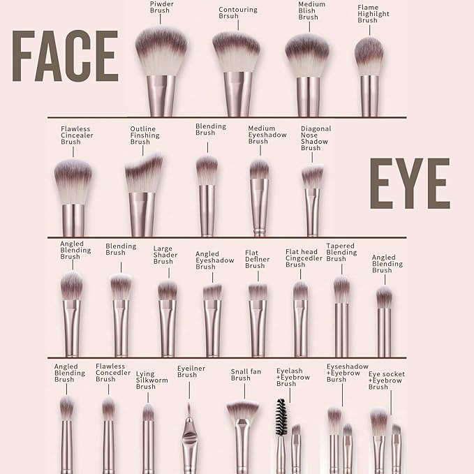 HGHDBT 55Pcs Brown Makeup Brushes Set Professional Makeup Kit Multi-functional Makeup Tool Set with Case Facial Makeup Accessories, Foundation Makeup Brush Kit Eye and Face Make up Brushes & Tools