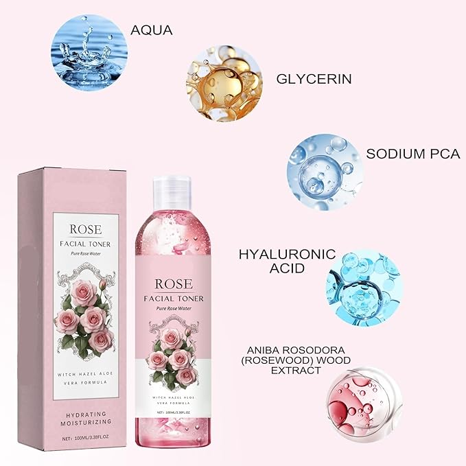 Rose Moisturizing Toner - Hydrating, Repairs Skin Barrier, Brightens Complexion, Non-Greasy, Suitable For All Skin Types(2PCS)