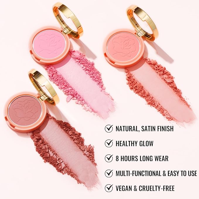 Oulac Purple Blush for Cheeks Blush Makeup Highly Pigmented With Natural Matte Finish Easy to Use Shape&Highlight Face Cruelty-Free with Rose Oil 20
