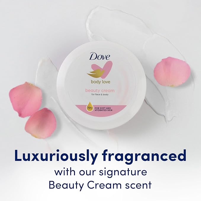 Dove Nourishing Body Care, Face, Hand, and Body Beauty Cream for Normal to Dry Skin Lotion for Women with 24-Hour Moisturization, 6-Pack, 5.07 Oz Each Jar