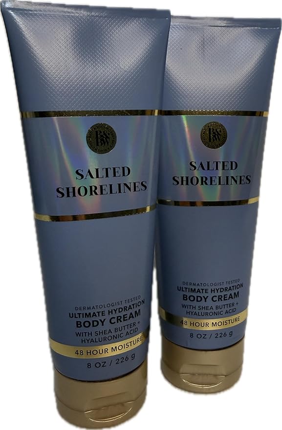 Bath & Body Works Women's Salted Shorelines Ultimate Hydration Body Cream 8 Ounces Pack of 2