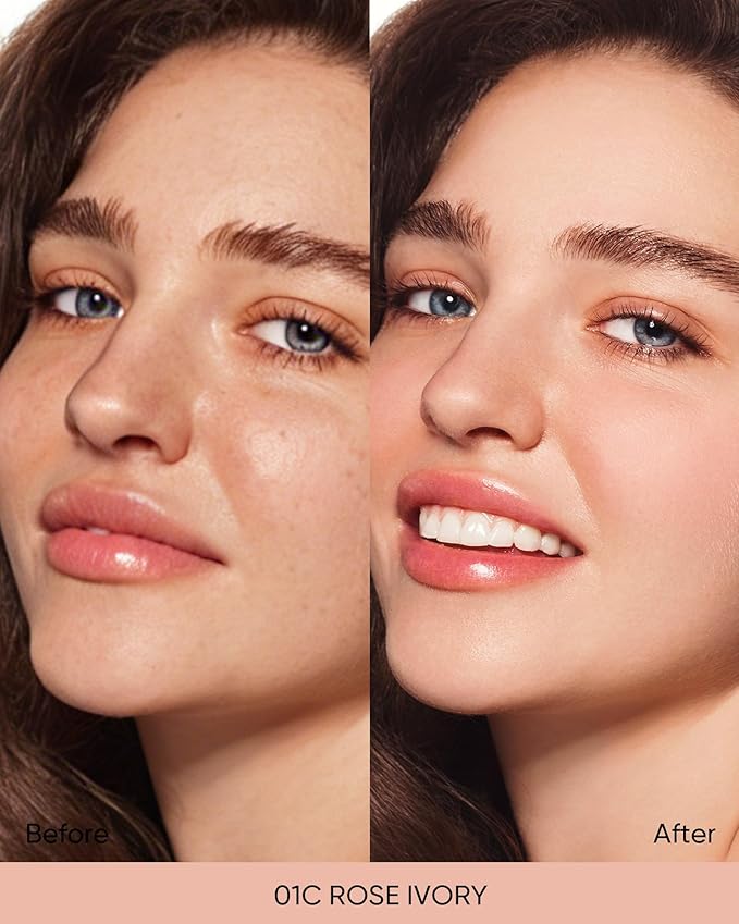Velvet Matte Cushion Foundation Blue #01C Rose Ivory| Full Coverage,12H Oil Control,Ideal for Oily & Combination Skin,Waterproof,Long-Lasting, Lightweight, Hydrating,Transfer-Proof