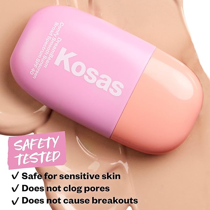 Kosas Mini DreamBeam SPF 40 Mineral Sunscreen for Face – Travel Size Makeup Prep & Sun Protection, 15 ml