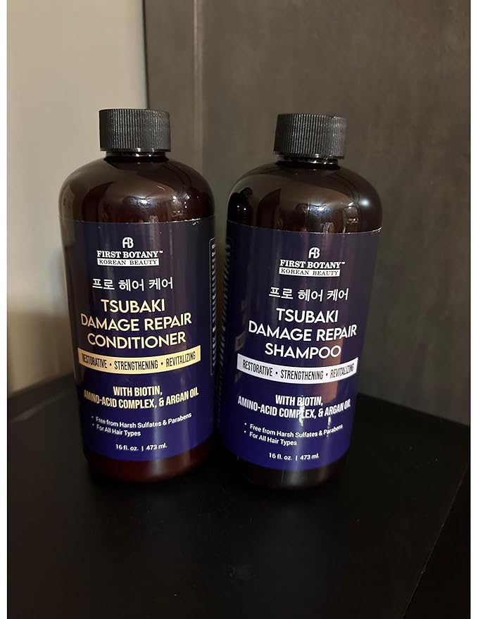 Korean Damage Repair Shampoo & Conditioner Set – Restorative, Strengthening Hair growth Products Routine – Sulfate Free, Paraben Free, for All Hair Types, 16 fl oz