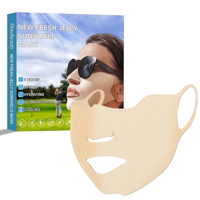 Golf Sunscreen Patch, UV Protection Mask for Face Care, Hydrating Gel Cool Face Mask Lifting Collagen Mask Sun Protection UV Stickers Suitable for Climbing Cycling Outdoor Activities (5-Piece)