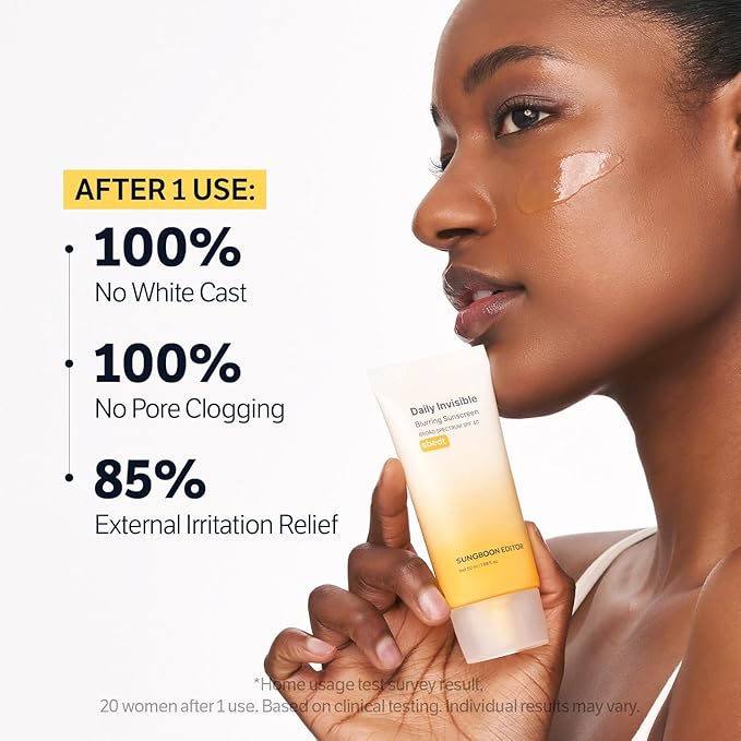 SUNGBOON EDITOR Daily Invisible Blurring Sunscreen with Broad Spectrum SPF 40 Invisible Sunscreen for Face, Makeup Primer spf, 50ml, 1.69 fl.oz, Oil Free, Weightless