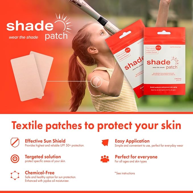 Sunscreen Sun Patch – Skin UV Shade Patch UPF 50+ Textile Patches Targeted sun protection for specific areas of your skin. Chemical-free, complete UV defense for comfortable, all-day wear.
