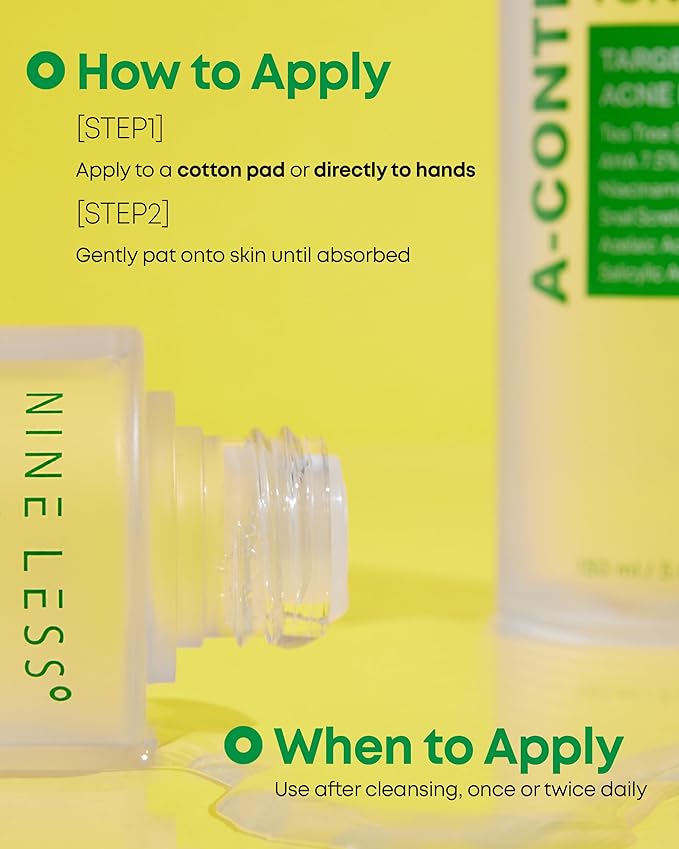Nineless A-Control Azelaic Acid Toner with AHA & BHA - Pore Refining & Soothing Facial Toner for Acne-Prone Skin - Redness Relief & Dark Spot Corrector, Korean Skincare, 5.07 fl.oz