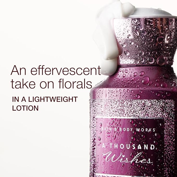 Bath & Body Works A Thousand Wishes Body Lotion, Lightweight Daily Moisturizer with Shea Butter & Coconut Oil, Sparkling Prosecco & Peony Scent, 8 fl oz - 2 Pack