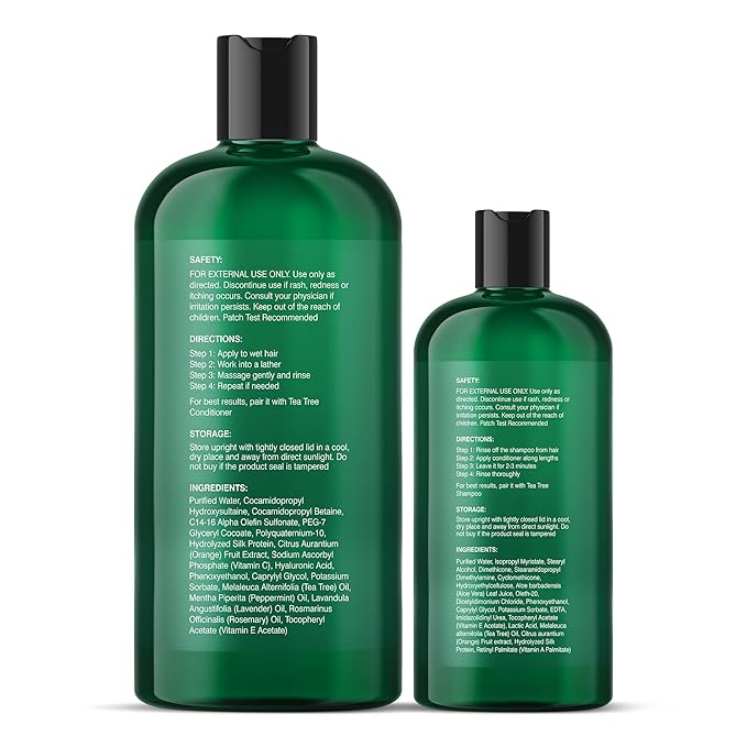 Botanic Hearth Tea Tree Shampoo 8Fl Oz And Conditioner 4 Fl Oz | With 100% Pure Tea Tree Oil, For Itchy And Dry Scalp, Sulfate/Paraben Free | For Men And Women