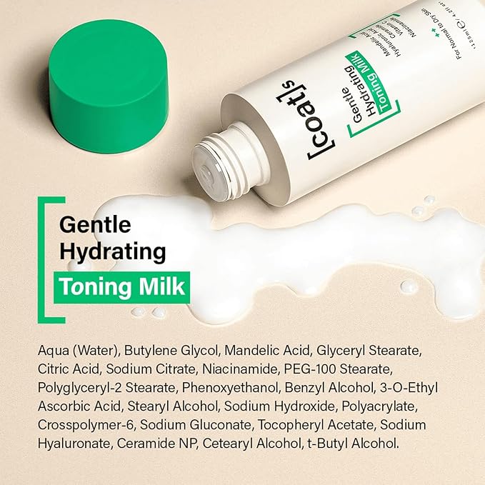 Coats Gentle Hydrating Toning Milk – Hydrates, Protects & Exfoliates to Prevent Breakouts – Dermatologist Approved & Clinically Proven – 4.2 oz
