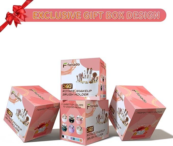 Bling Diamond Makeup Brush Holder, 360° Rotating Makeup Organizer, 5 Slot Make up Brushes Cup for Countertop, Storage for Cosmetics Pen Eyeliner Skincare on the Vanity (Diamond Pink)