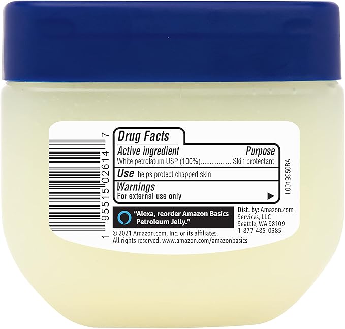 Amazon Basics Petroleum Jelly White Petrolatum Skin Protectant, Unscented, 7.5 oz, (Previously Solimo) (Pack of 2)