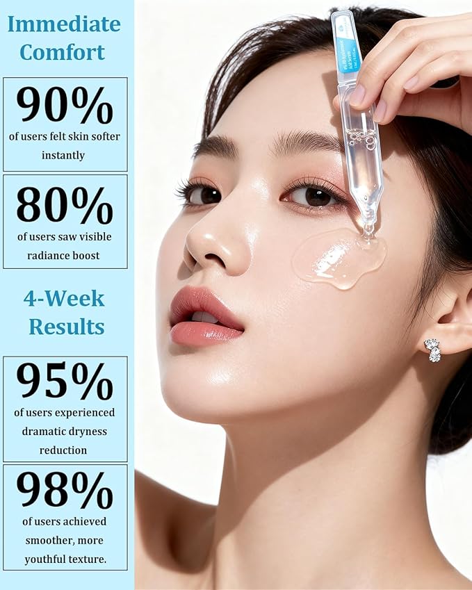 4% Hyaluronic Acid Serum for Face, 8D Hyaluronic Acid Ultra Hydrating Anti-Aging Serum with 20,000ppm Acetyl Hexapeptide-8, Korean Skincare Single-Use Ampoule for Dry & Sensitive Skin, 30pcs