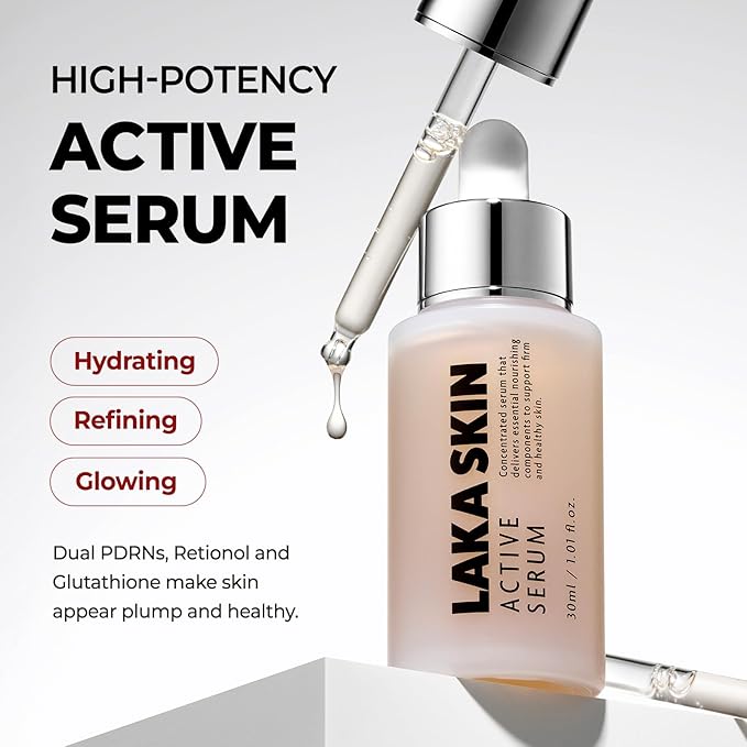 LAKA Skin 4 Step Skin Boost Routine for Firm and Radiant Skin- Scaling Toner, Active Booster, Active Serum, Wrapping Cream