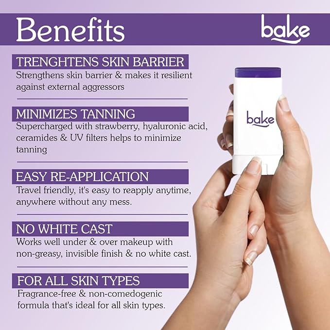 BAKE De-Tan Water Resistant Sunscreen Stick SPF 70 PA++++ with 2% Kojic Acid & Alpha Arbutin | Lightweight, No White Cast | For All Skin Types | For Pigmentation & Dark Spots - 20g