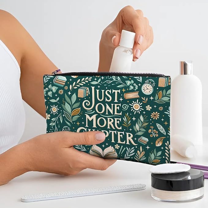 Book Lovers Gifts For Women, Reading Makeup Bag, Reading Cosmetic Bag For Book Lovers, Book Toiletry Pouch With Zipper, Birthday Christmas Gifts For Women, Green Travel Toiletry Bag