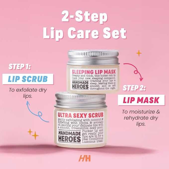 100% Natural Lip Scrub Vegan Conditioning Coconut Lip Exfoliator Gentle Exfoliant Sugar Lip Polish and Lip Exfoliator Scrubber for Chapped and Dry Lips (Lip Scrub and Mask Gift Set)