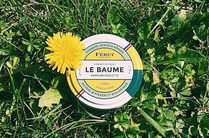 Feret Parfumeur Le Baume Multi-Purpose Balm – Violette – Natural Lip Balm with Shea Butter & Honey – Hydrating Moisturizer for Dry Skin, Lips & Cuticles – Made in France – Pack 2-15ml/0.52 Ounce
