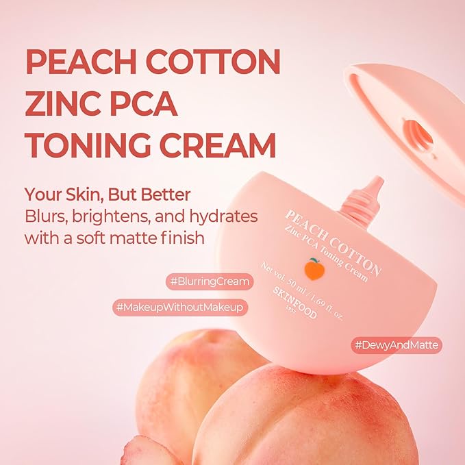 SKINFOOD Peach Matte & Hydrate Control Duo – Dual-Texture Zinc PCA Toner Pads and Hydrating Peach Tone-Up Cream for Mattified, Refreshed, and Radiant Skin